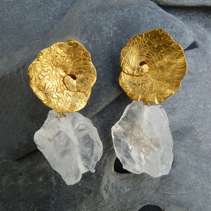 

Fashion gold color big leaf flower earrings vintage white stone drop dangle earring for women accessories wedding jewelry