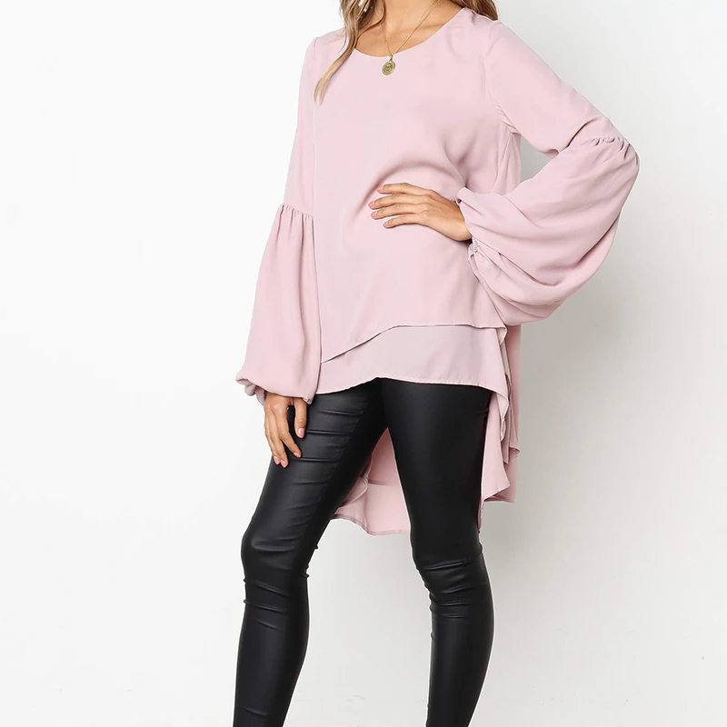 Женская повседневная сексуальная свободная Асимметричная шифоновая футболка с