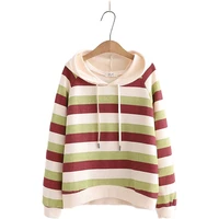 womens pullover hooded loose striped sweatshirts 2020 autumn casual long sleeve hoodies girls harajuku tracksuit