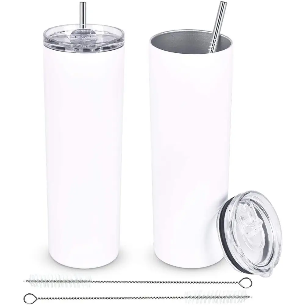 

20oz Sublimation Tumbler,Skinny Water Bottle Thermal Set Stainless Steel Insulated Slim Travel Tumbler Cup With Straw Closed Lid