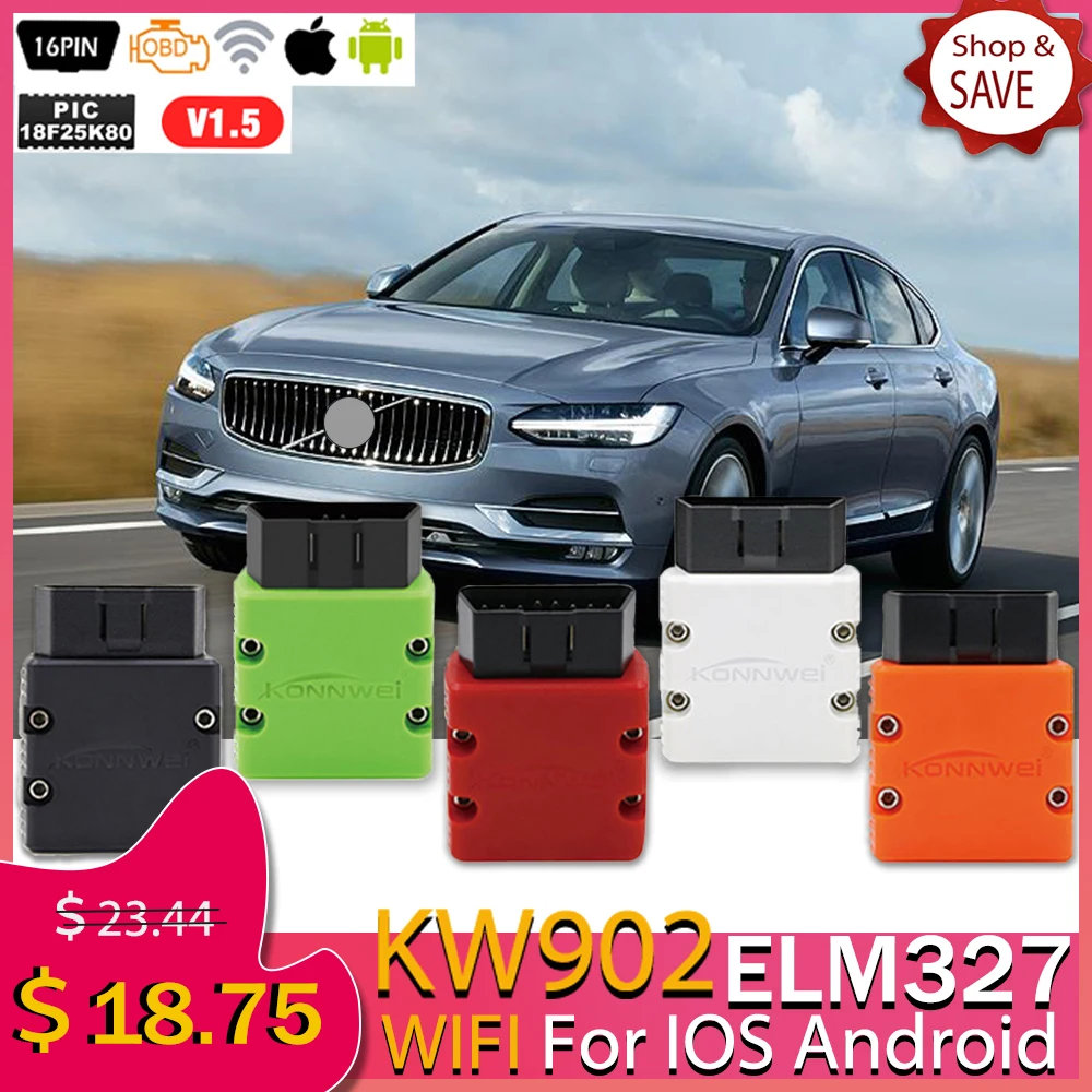 Автомобильный диагностический сканер KW902 ELM327 OBD2 WIFI для Android/IOS OBD считыватель