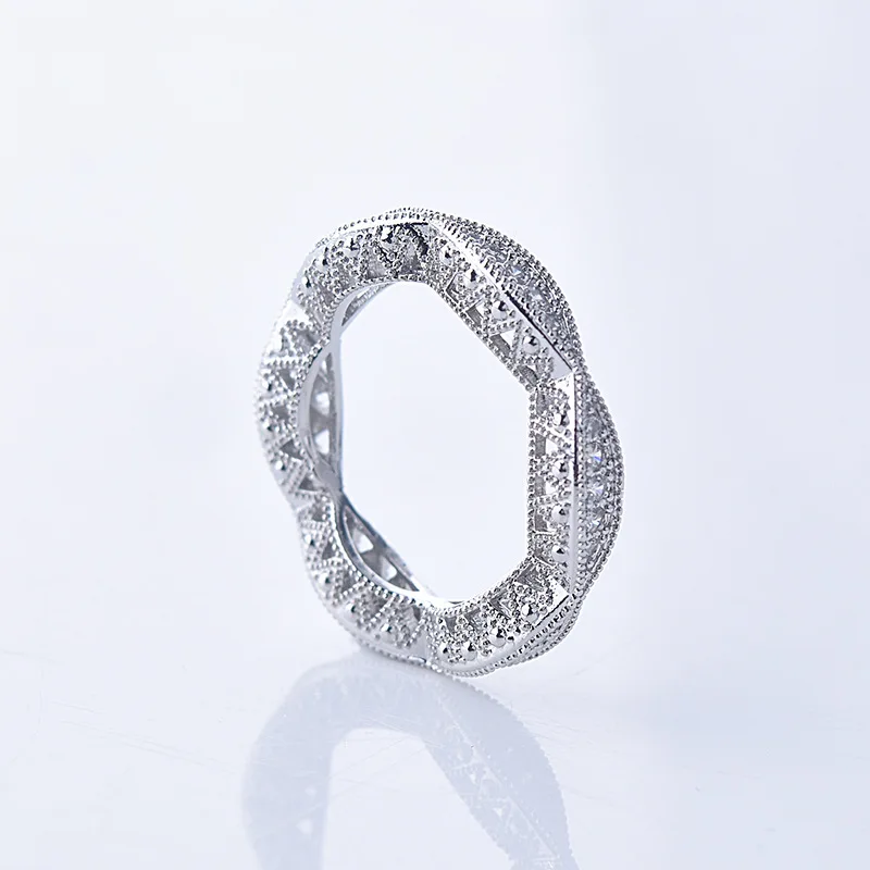 Модные открытые кольца из циркона очаровательные женские принцессы с серебряным