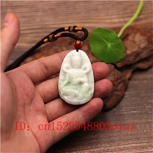 Natural White Chinese Jade Guanyin Pendant Bodhisattva Necklace Charm Jewellery Fashion Carved Amulet Gifts for Women Men | Украшения и