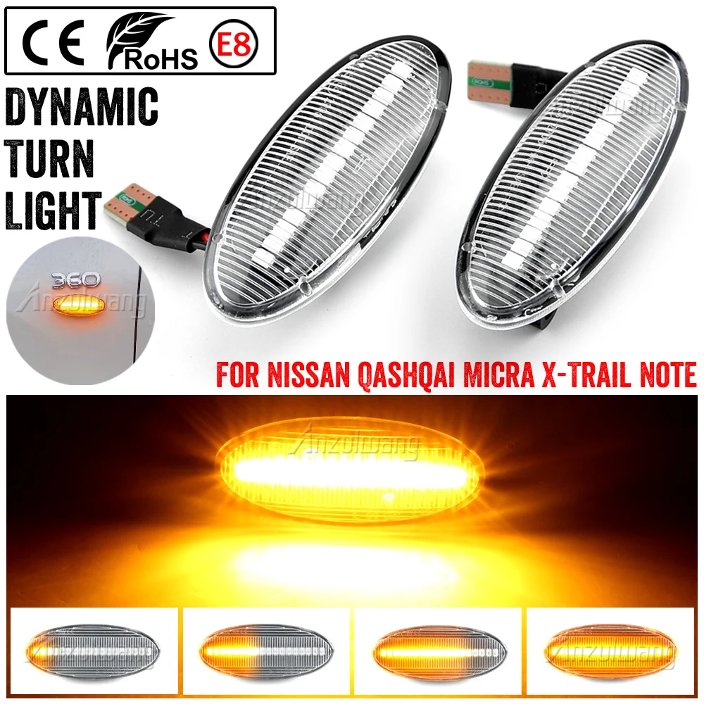 

Dynamic Auto LED Side Marker Turn Signal Light Clear For Nissan Qashqai J10 X-trail T31 Cube Juke Leaf Micra Micra K13 Note E11
