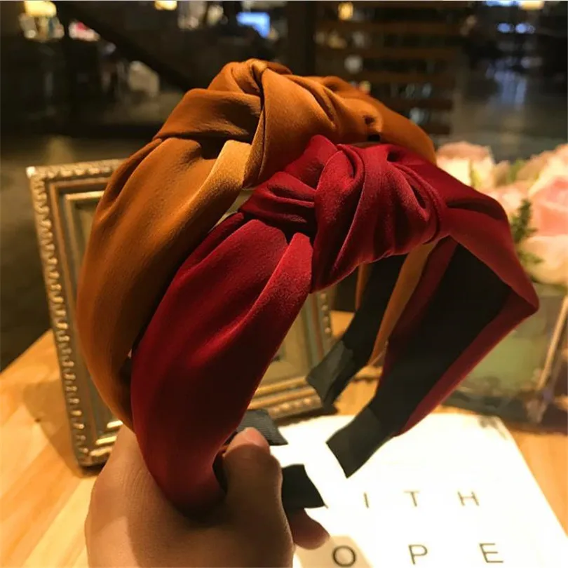 

Haimeikang Solid Colors Hairband Knotted Hair Band for Women Headbands Hairbands Satin Cross Knot Hair Hoop Bezel Accessories