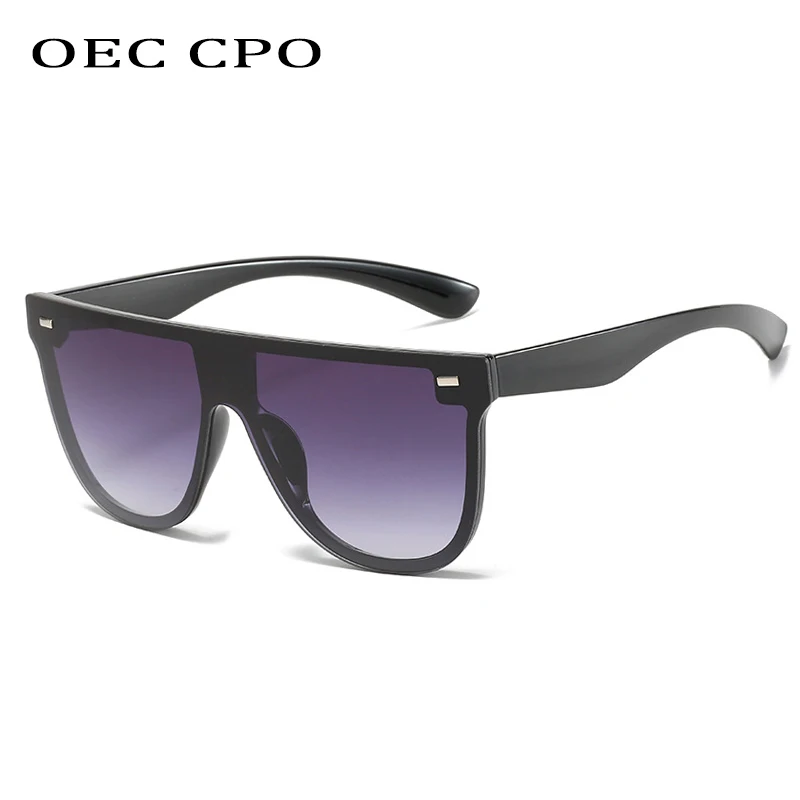 

Oversized One Piece Sunglasses Women Fashion Brand Flat Top Sun Glasses Female Vintage Personality Sunglasses For Women UV400