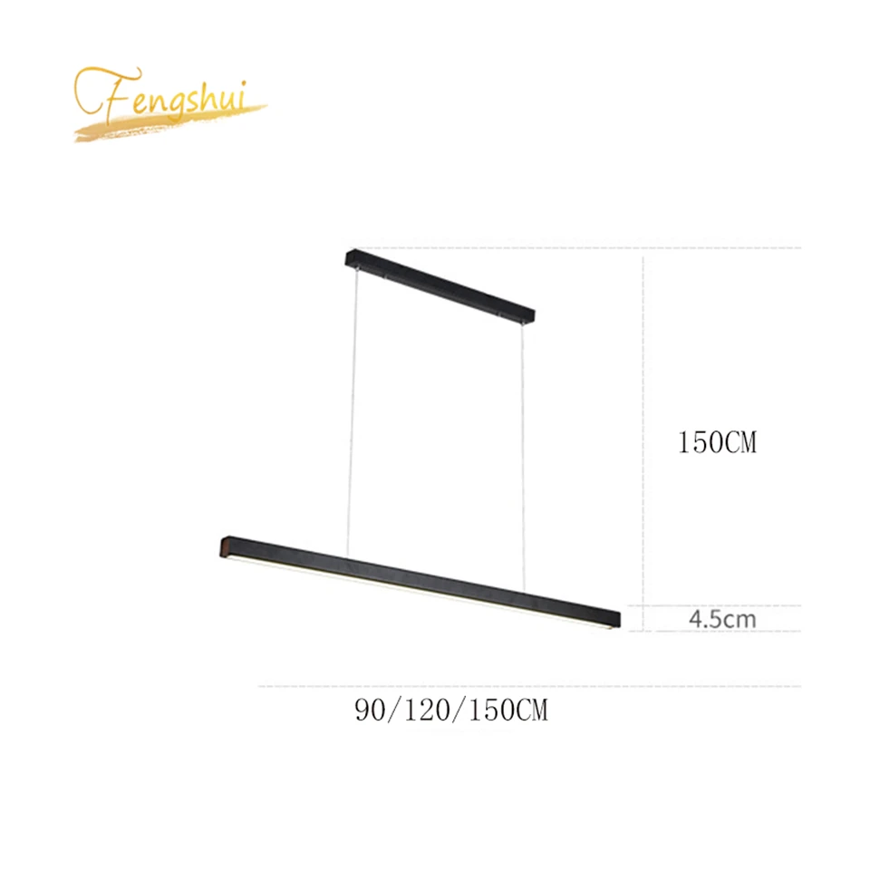 

Modern Fish Line Long Wood LED Pendant Lamp Bar Restaurant LED Office Lamp Study Art Pendant Lights Lighting Hanging Lamp Lustre