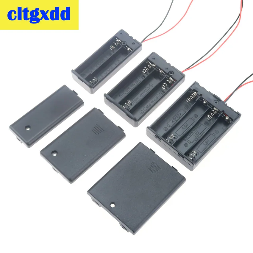

1Pcs AAA Battery Holder Case Box With Leads With ON-OFF Switch Cover 2 3 4 Slot Standard Battery Container Storage Box