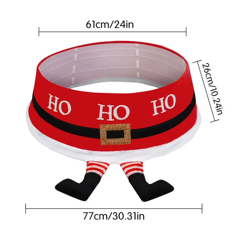 

Christmas Tree Skirt With Santa Claus Feet, 30-Inch Diameter Base Christmas Tree Collar