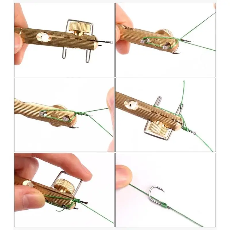 Цельнометаллический инструмент для завязывания рыболовных крючков устройство