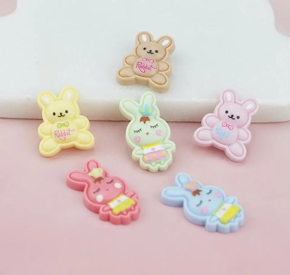 

Kawaii Cartoon Rabbit Resin Flat back Cabochon DIY Scrapbooking Decorative Craft Making Headgear Accessories