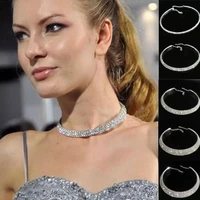 1 5 row rhinestone necklace womens wedding accessories silver gothic jewelry gorgeous necklace multi level neckline kravis