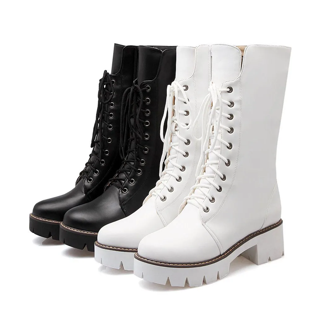 Ботфорты на шнуровке туфли квадратном каблуке пикантные сапоги высоком женские