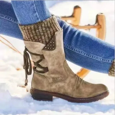 

2021 Women boots Winter Mid-Calf Boot Winter Shoes Ladies Fashion Snow Boots Shoes Thigh High Suede Warm Botas Zapatos De Mujer