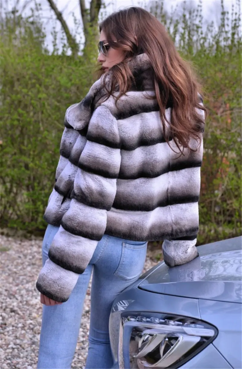 2020 Новая натуральная кожа шуба из кролика рекс с большой отложной воротник