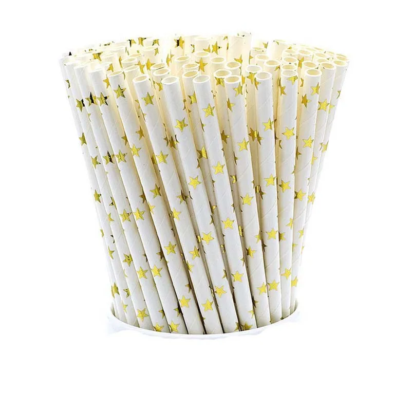 25 шт. бумажные трубочки розового золота в полоску одноразовая трубочка для питья