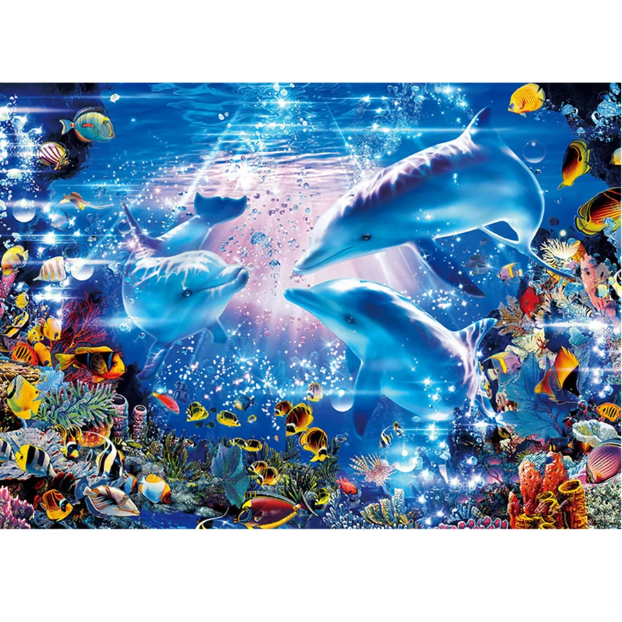 

DIY 5D Diamond Painting Dolphin Lovely Kit Full Drill Square Round Embroidery Mosaic Art Picture Of Rhinestones Home Decor Gifts