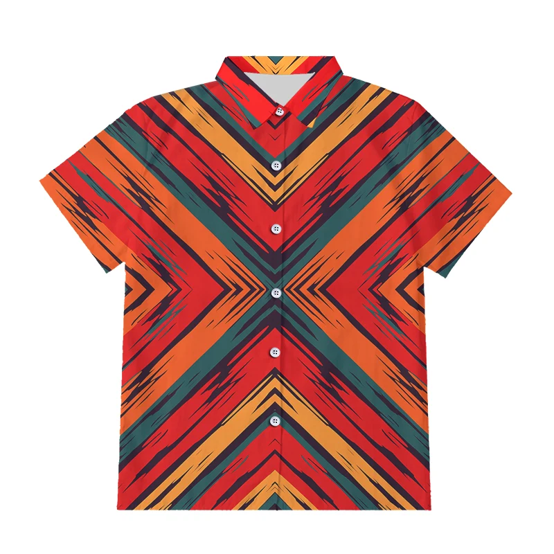 

IFPD EU Size 3D Printed Colorful Symmetry Creative Design Button Shirt Men Casual Cool New Summer Plus Size Short Sleeve Shirts