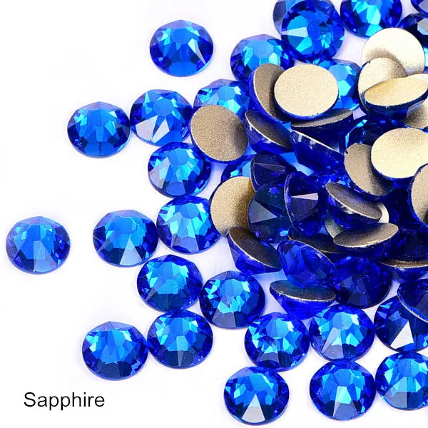 Sapphire Ss30, 8, большие, 8, маленькие, 16 граней, Стразы для ногтей, стеклянные стразы с плоской задней стороной, много цветов, не Горячие Стразы для украшения ногтей B3744 - Цвет: Sapphire