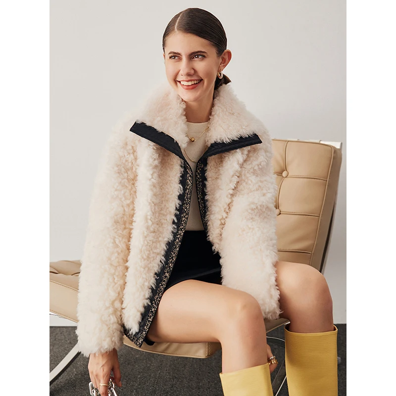 

Осень-зима 2020 новинка цельное пальто из овечьей шерсти женское короткое молодежное корейское пальто из гранулированной овечьей шерсти кур...