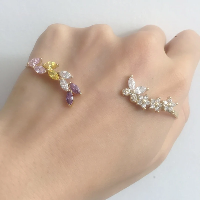 Красочные циркониевые браслет &quotПальмовые Листья&quot CZ цирконий женщины Bridalz