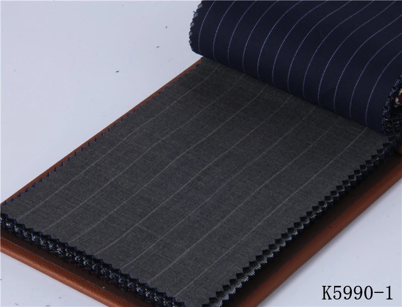 K5990-1 Мужской шерстяной костюм в тонкую полоску на заказ, темно-синий мужской костюм в полоску для свадьбы, однобортный мужской костюм в тонкую полоску - Цвет: K5990-1