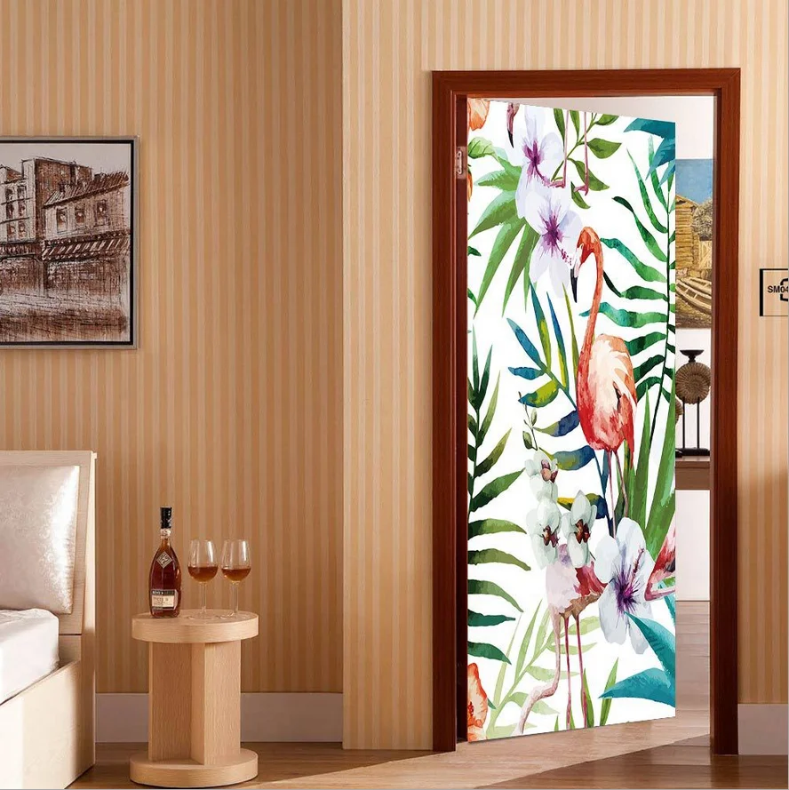 Дикие животные Птица Попугай Жираф Олень двери наклейки обои домашний декор