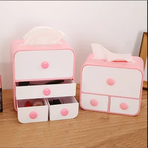 Милый многогранный пластиковый ящик для хранения с ящиками, ювелирный настольный офисный Органайзер, держатель для косметики, подставка для косметики, чехол для макияжа, подарок на день рождения