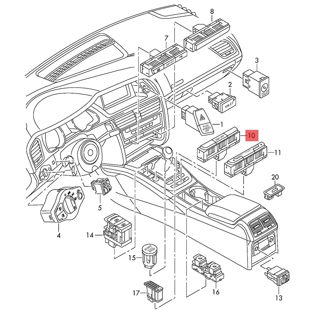 

For Q5 2010-2022 Multiple Function Radar ESP Ramp Parking Assist Switch Button 8RD959673A 8RD 959 673A 8RD 959 673 A
