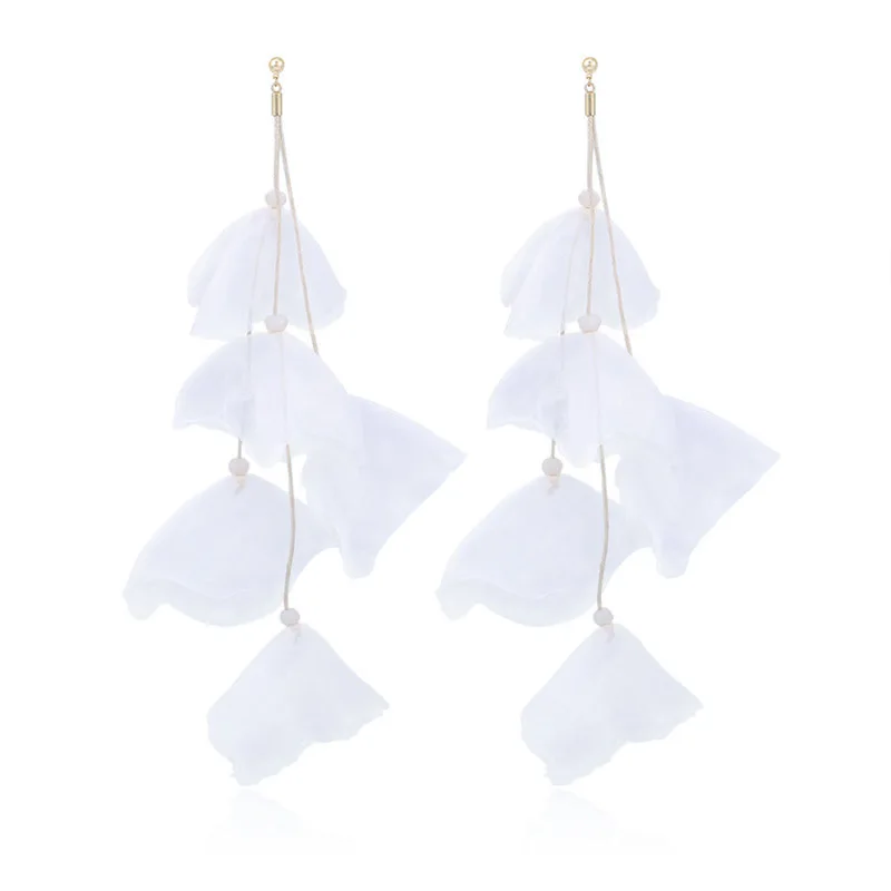 Женские длинные серьги ELEGANCE11 серьги-капельки с цветком из пряжи в богемном стиле