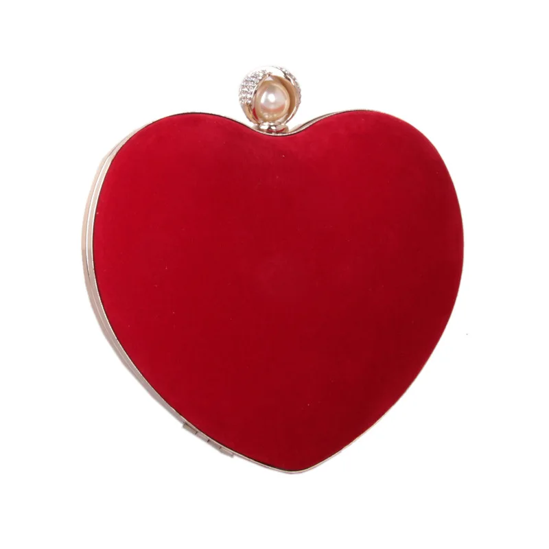 

2021 Chic Pearl Bead Crystal Hasp Heart Evening Bags Cute Corduroy crossbody bags for women Handbags and Purses bolsas feminina