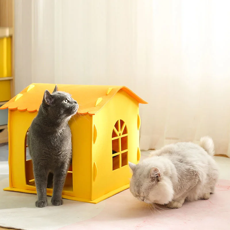 

Войлочное Сращивание 3D дом для кошки вилла моющееся гнездо для котят износостойкая теплая комната для щенка Съемная спальная кровать для п...