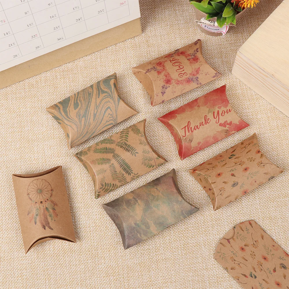 10pcs Gift Box Hot Sell Paper Pillow Stock Packing Birthday Present Leaf Tree Pattern Fashion Fresh Style | Дом и сад