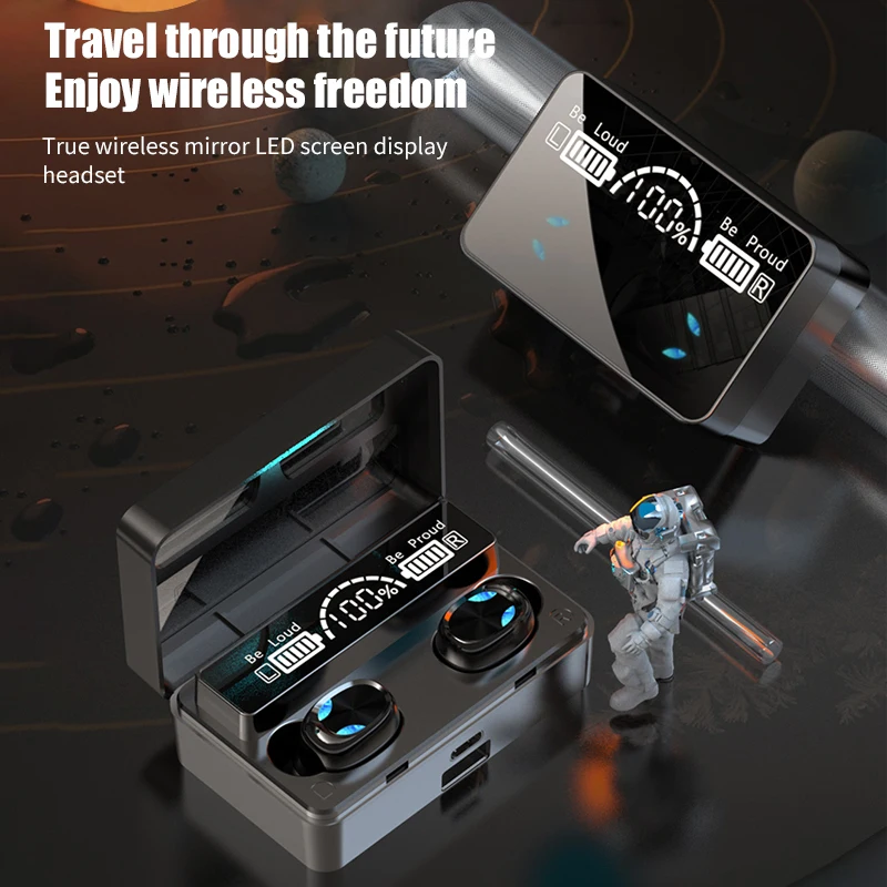 

X3 TWS Wireless Bluetooth-compatible Headphones HD Mirror Screen LED Display Earphones Charging Box 9D HIFI Stereo Headphone