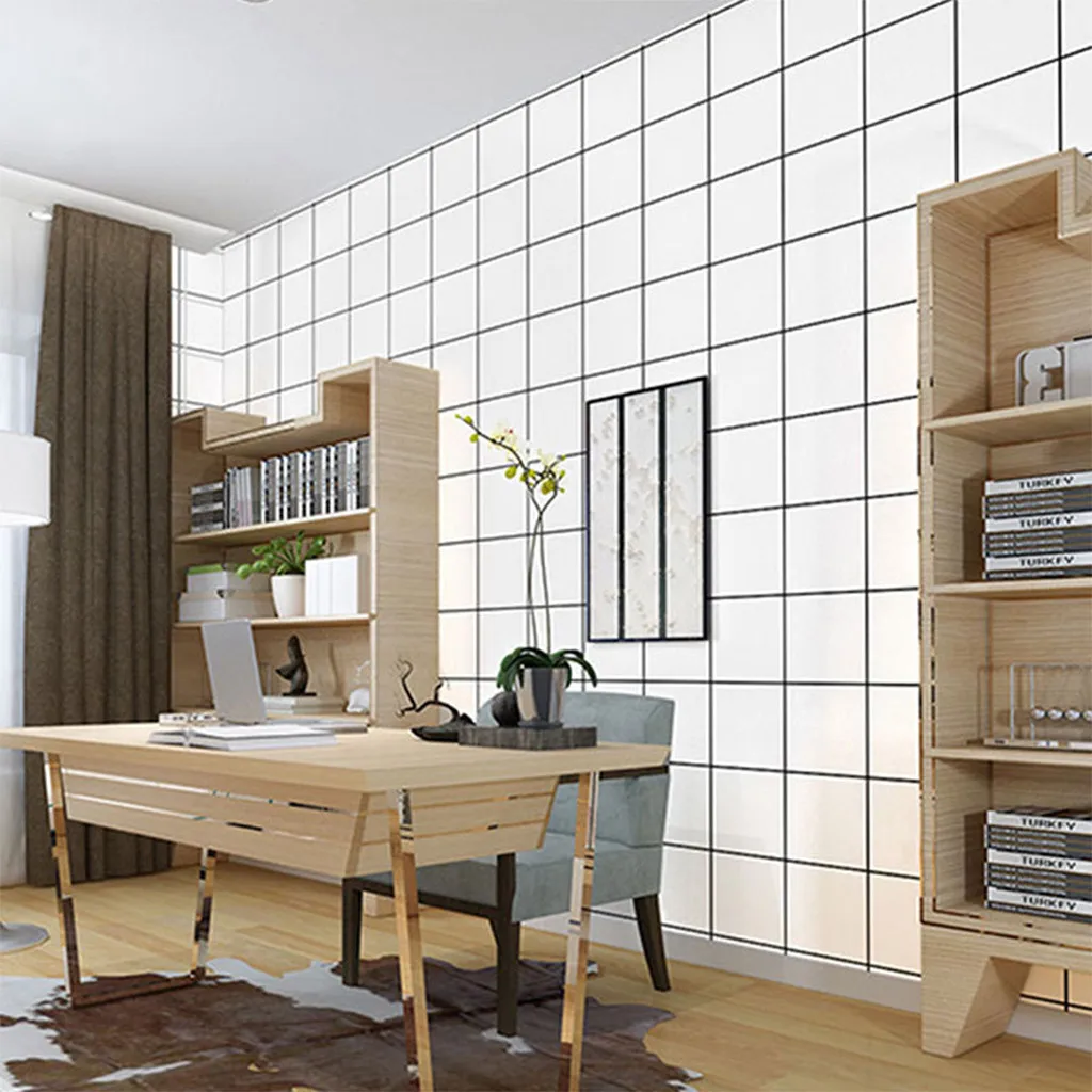 Настенная Наклейка для комнаты украшение Белая клетчатая мебель ремонт стен