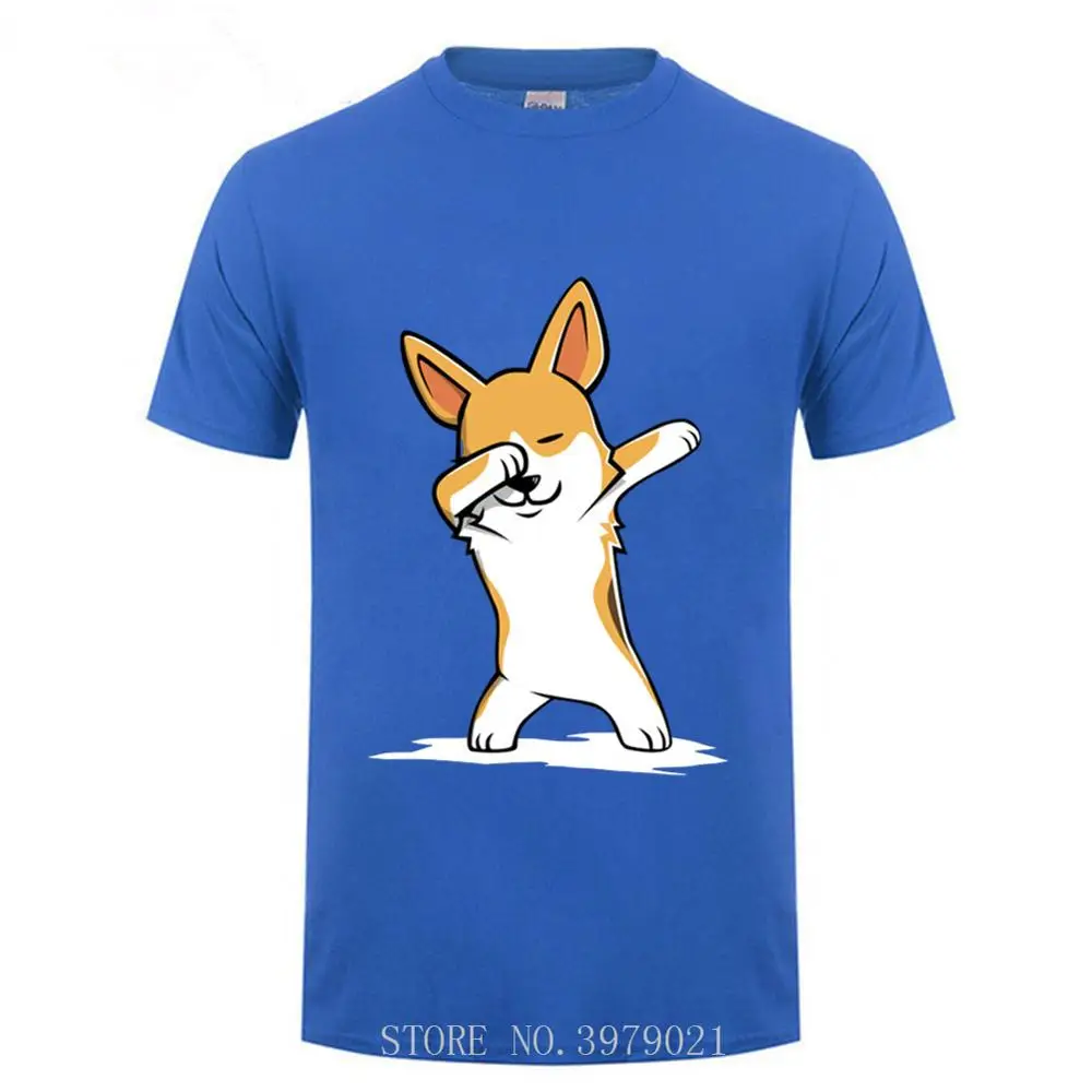 Забавные креативные футболки Dabbing Corgi мужская одежда с коротким рукавом футболка