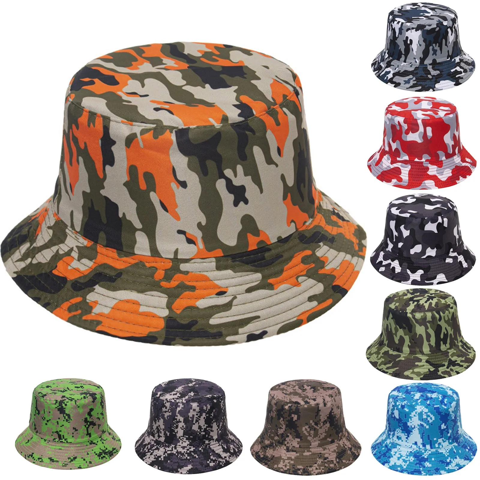 

Universal Sun Protection Outdoor Camouflage Fisherman's Hat Basin Cap Bucket Hat Fashion Exquisite Printing Sombrero