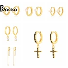 BOAKO с черным перекрестным креплением 925 стерлингового серебра серьги для женщин, серьги в виде колец, золотосеребро ювелирные изделия пирсинг уха подарок для мамы 2021 тенденция