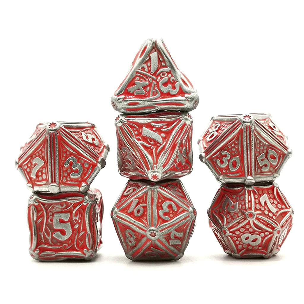 

7pcs Heavy Duty Metal Dice Set Solid Polyhedral RPG Role Playing Game Dice Set