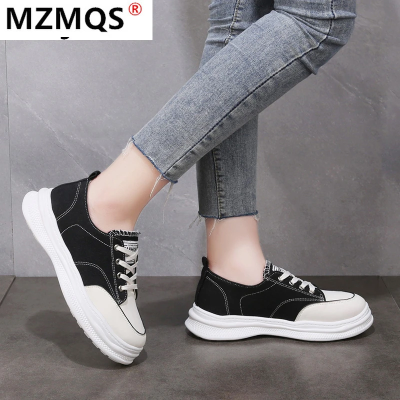 

Women Sneakers 2021 New Shoes for Women Fashion Round Toe Casual Shoes Asakuchi Comfortable Lace-up Women's Vulcanized Shoes