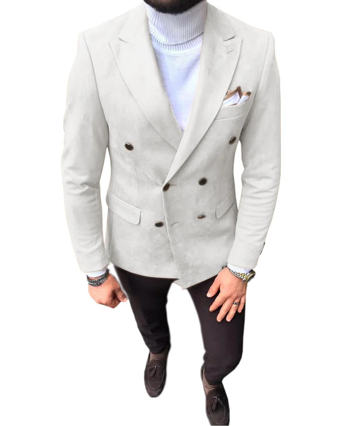 Мужские деловые костюмы из 2 предметов двубортные замшевые шерстяные смокинги
