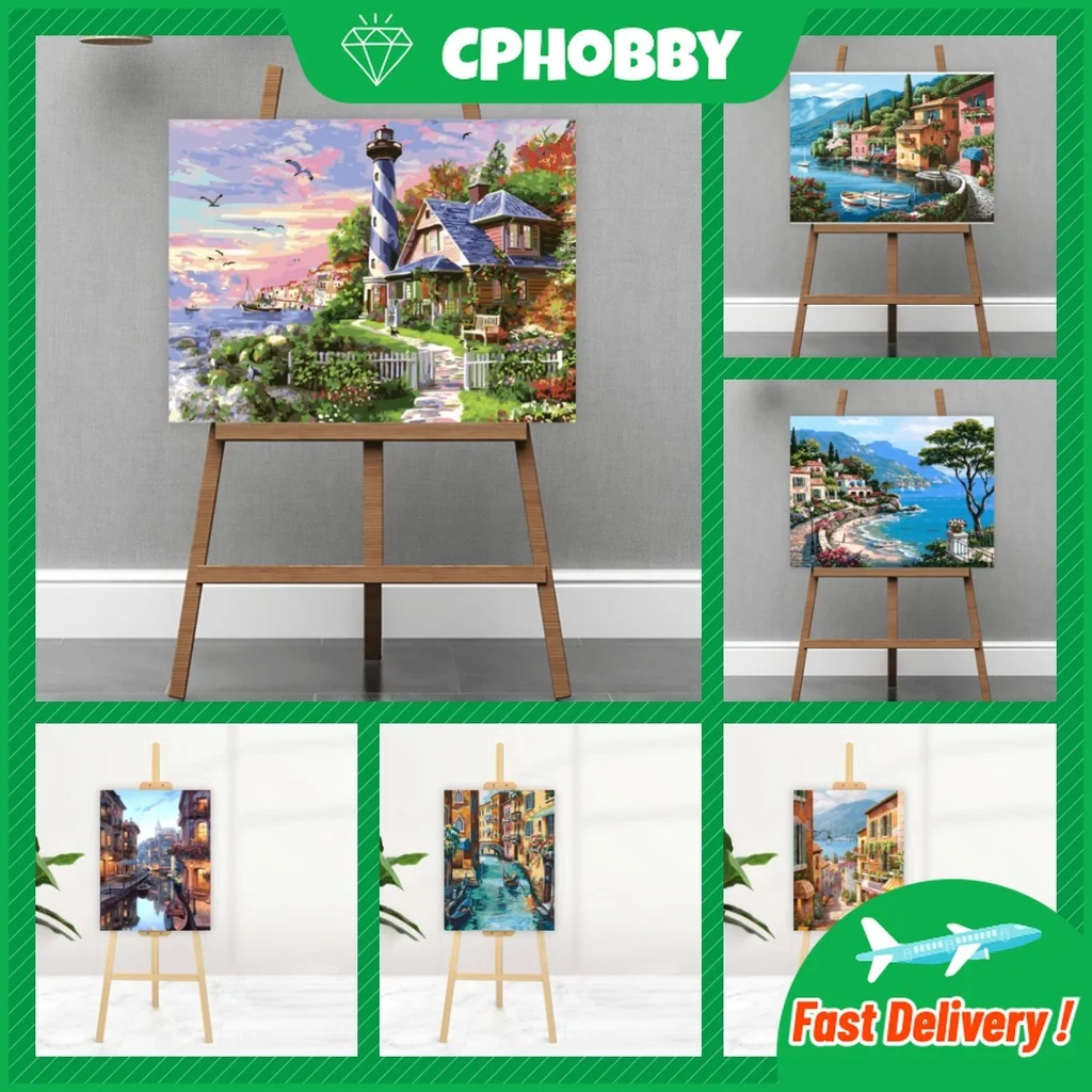 

City landscape adult digital oil painting picture frame digital coloring painting home decoration photo wall gift customization