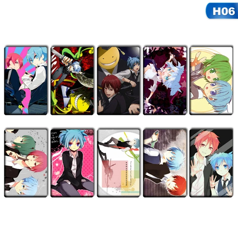 

10 pcs/set Anime Assassination Classroom Card Stickers Bus Student Card Delicate Matte Crystal Stickers Waterproof Decor Decals