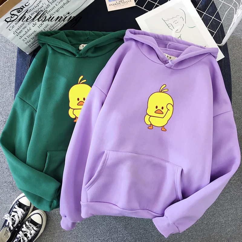 Shellsuning/Зимние Повседневные Флисовые женские толстовки с капюшоном рисунком Kawaii