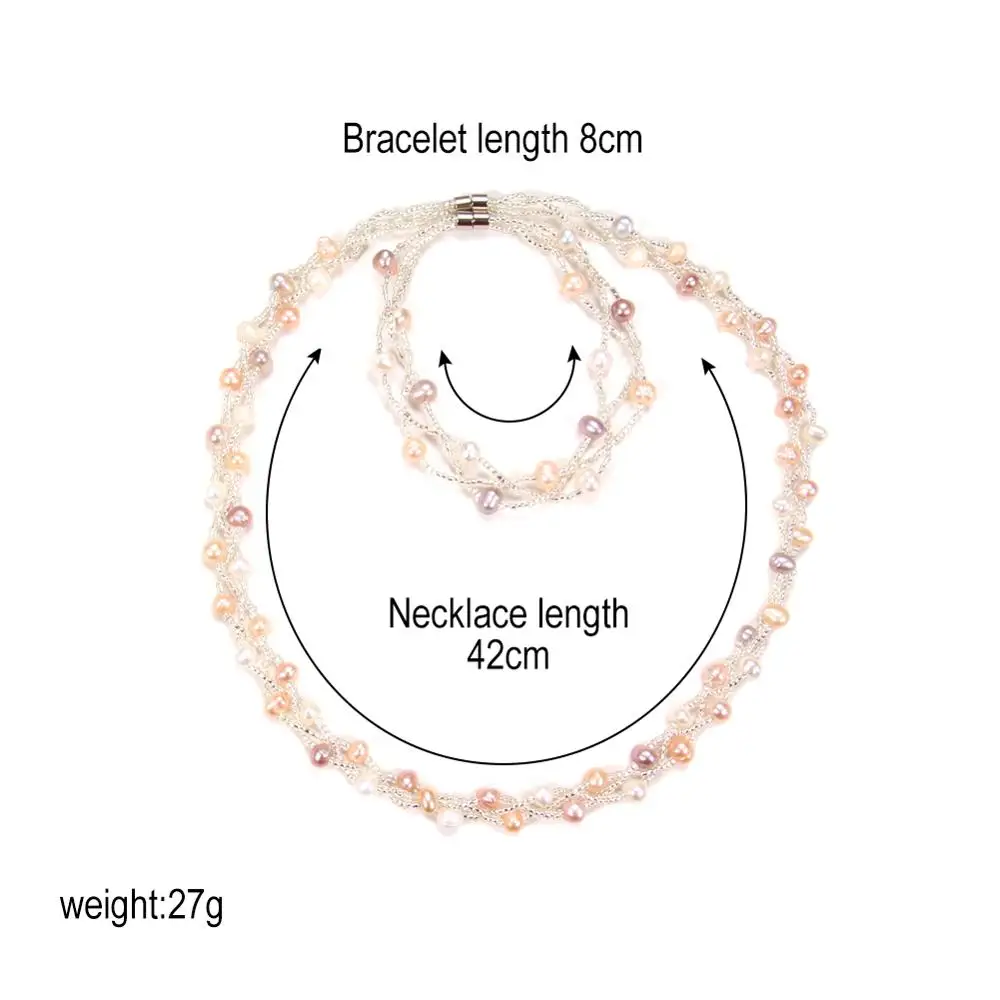 Жемчужные Ювелирные наборы ожерелье браслет барокко жемчужные для женщин