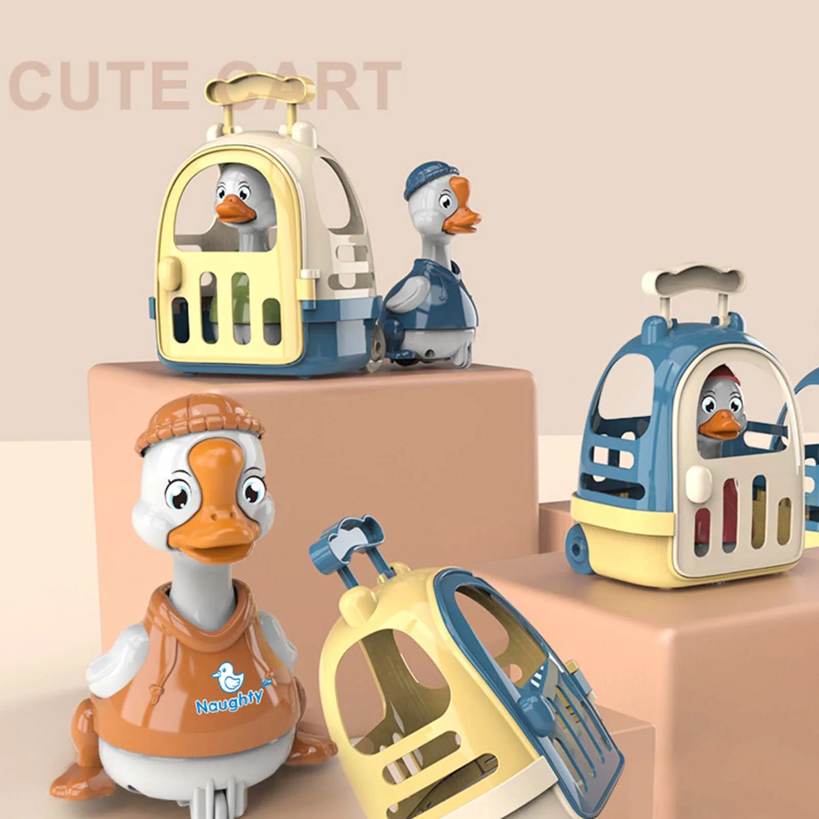 

Pressing Duck Car Inertial Pull Back Baby Pull-back Car Pressing The Head Will Move Clockwork Kids Cute Pet Toys