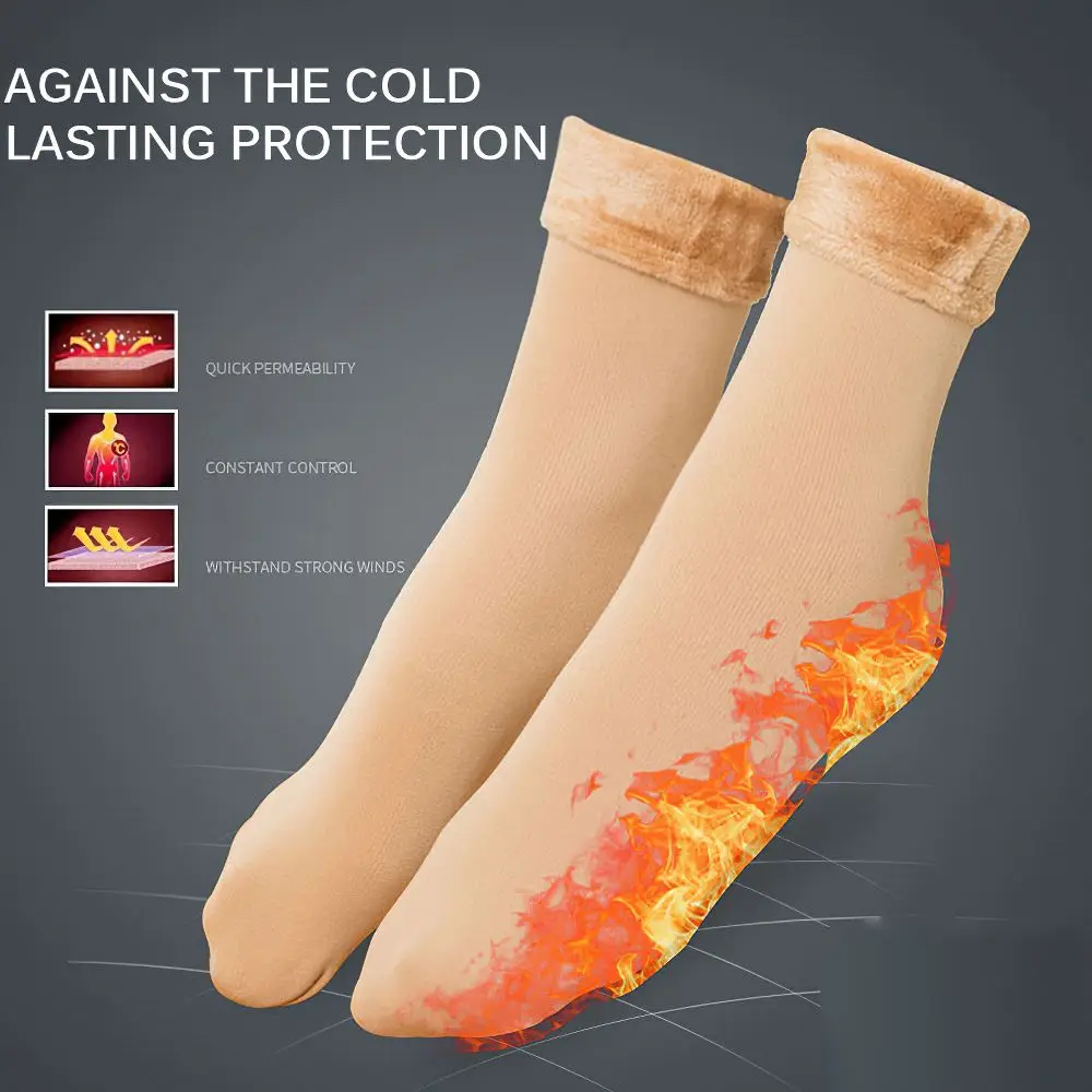 

1Pair Women Winter Warm Thicken Thermal Soft Casual Solid Color Socks Wool Cashmere Home Snow Boots Velvet For Home Floor Sock
