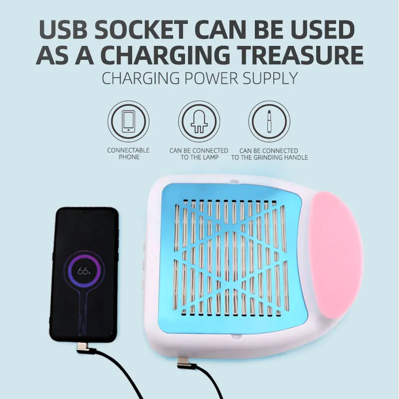 Беспроводной 30 Вт 2 в 1 пылеуловитель для ногтей маникюрный пылесос с 25000 об/мин