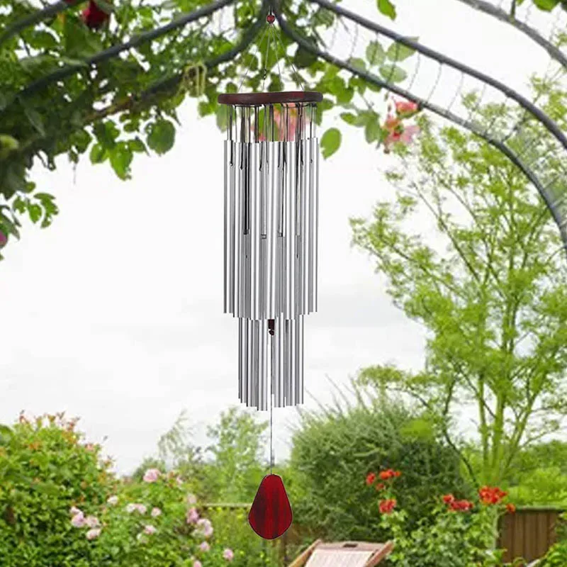 

Solid Wood 27-pipe Silver Bell Metal Multi-pipe Rust-proof Wind Bell Household Hanging Decoration Wind Bell Birthday Gift