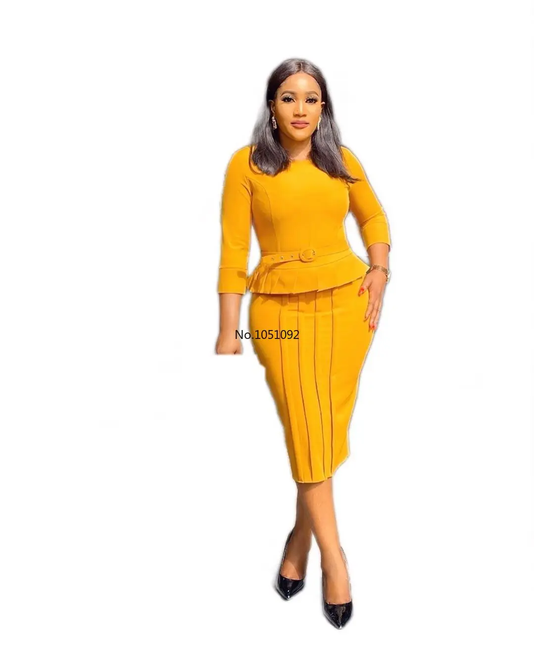 2020 Новые африканские платья для женщин 3/4 рукав Африка миди платье карандаш